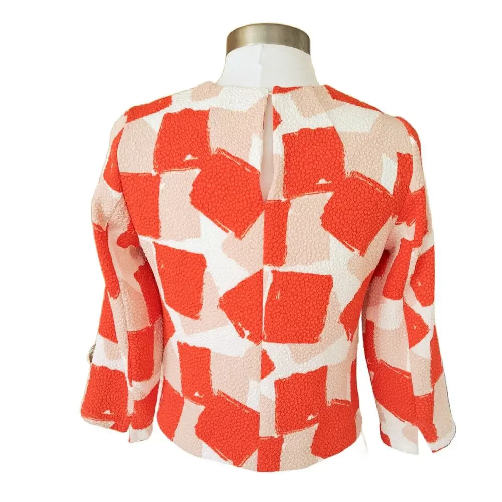 L.K. Bennett Nadine Textured Overlay Top Size Tomato Crop